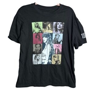 Taylor Swift The Eras Tour Concert T-Shirt Black Graphic Tee Size Medium